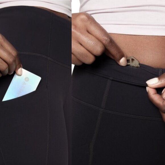 Athleta Salutation Stash Pocket Tight in Powervita Black Leggings Women's Sz XSP - Picture 3 of 16